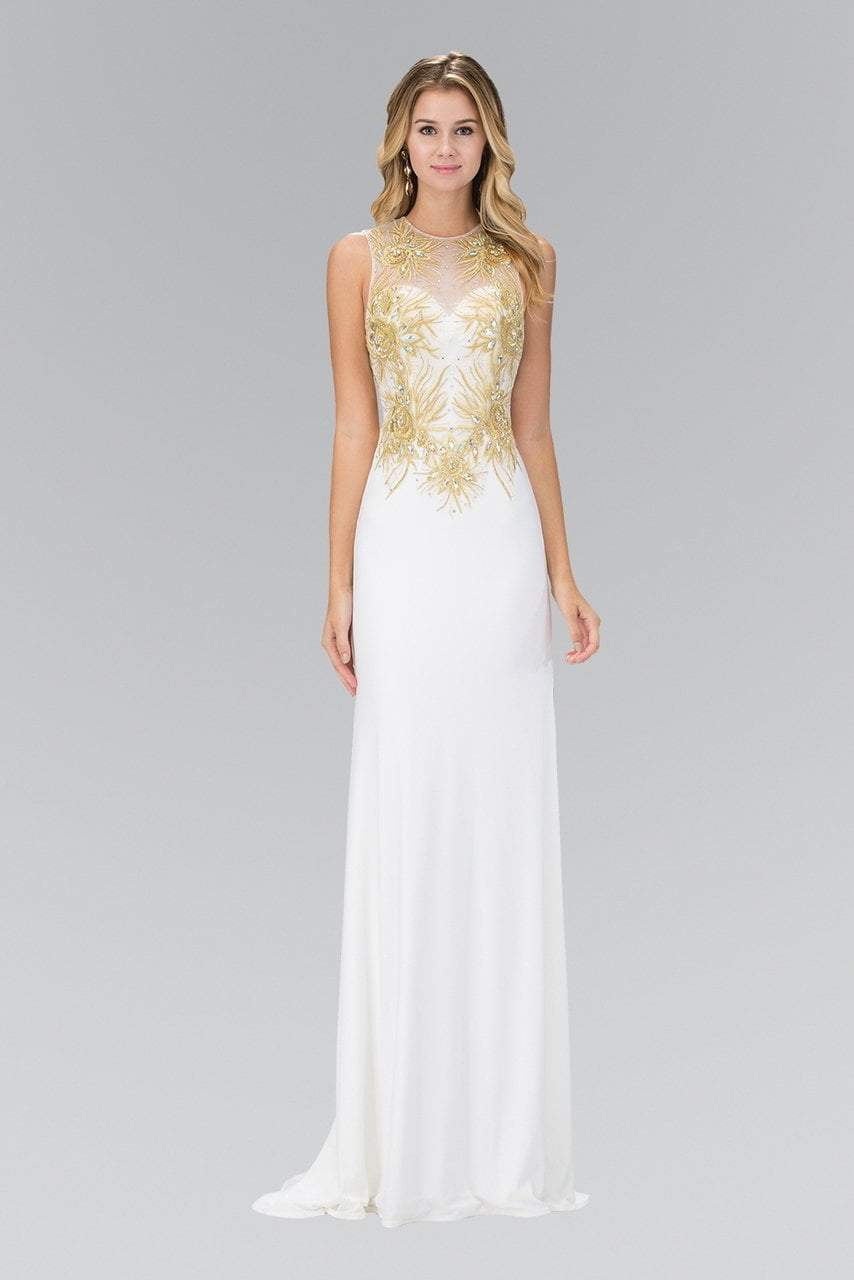 Image of Elizabeth K - GL1343 Embellished Illusion Neck Jersey Gown