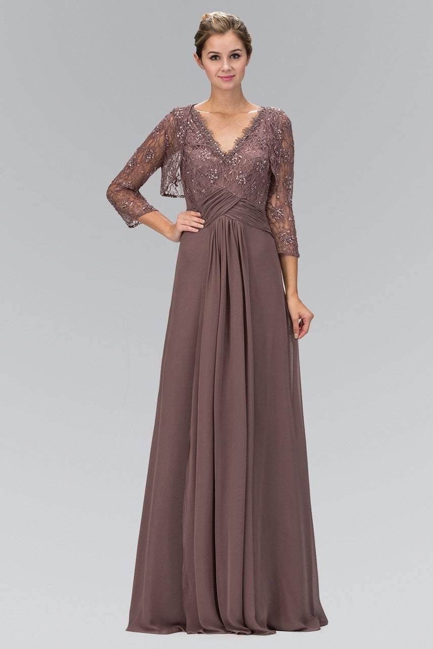 Image of Elizabeth K - GL1397 Lace V-Neck A-Line Gown with Bolero