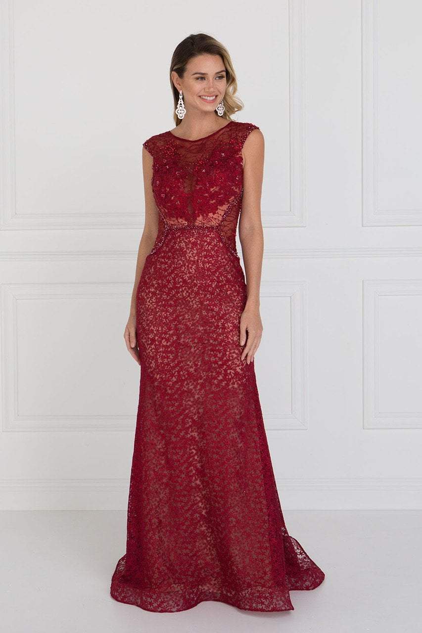 Image of Elizabeth K - GL1531 Embellished Illusion Fitted Evening Dress