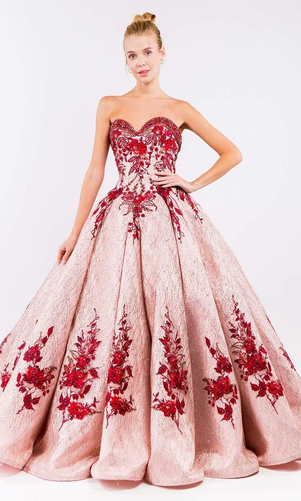 Image of Elizabeth K - GL1957 Rosette Embroidered Ballgown