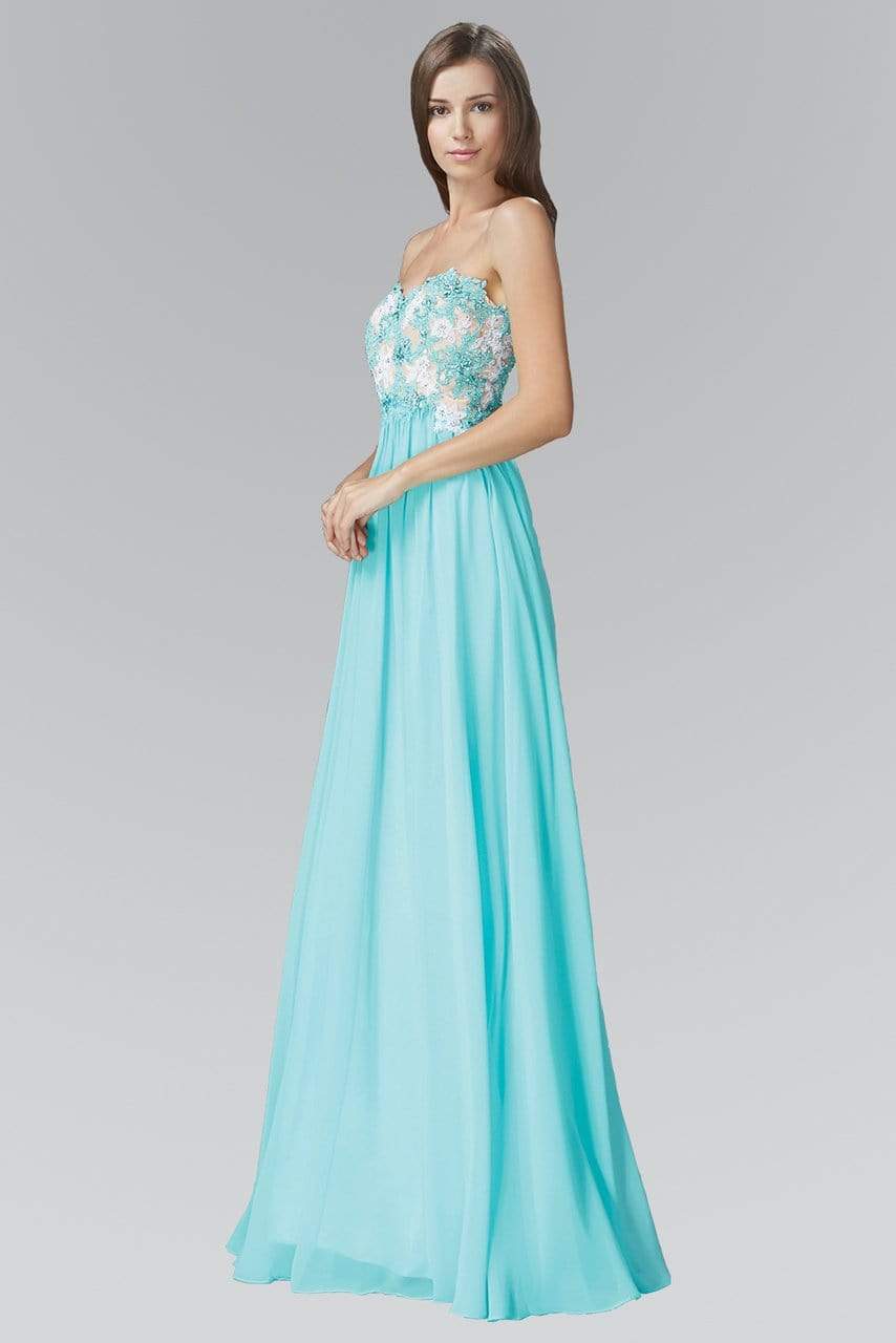Image of Elizabeth K - GL2050 Strapless Beaded Floral Applique Gown