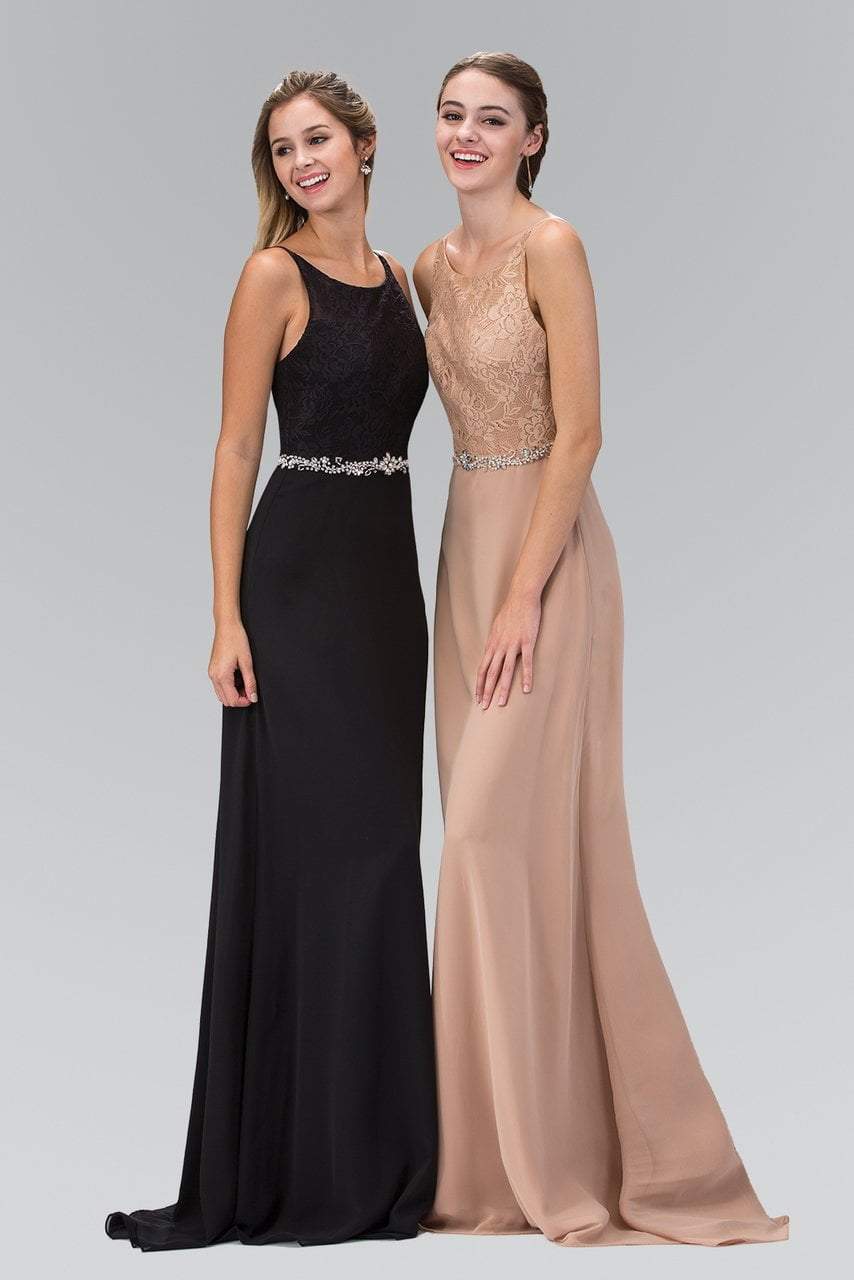 Image of Elizabeth K - GL2163 Lace Embellished Jewel-accented Dress