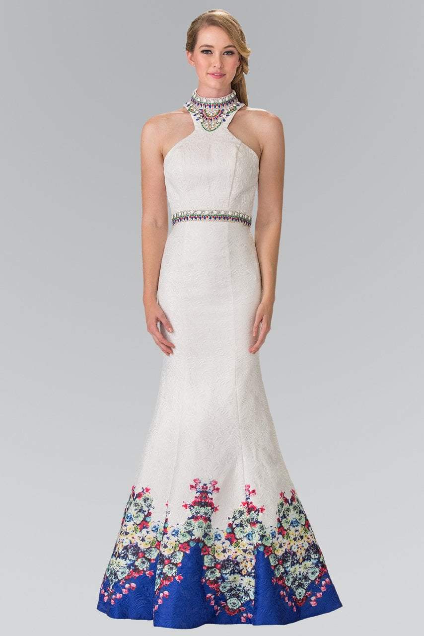 Image of Elizabeth K - GL2218 Embellished High Neck Floral Print Gown