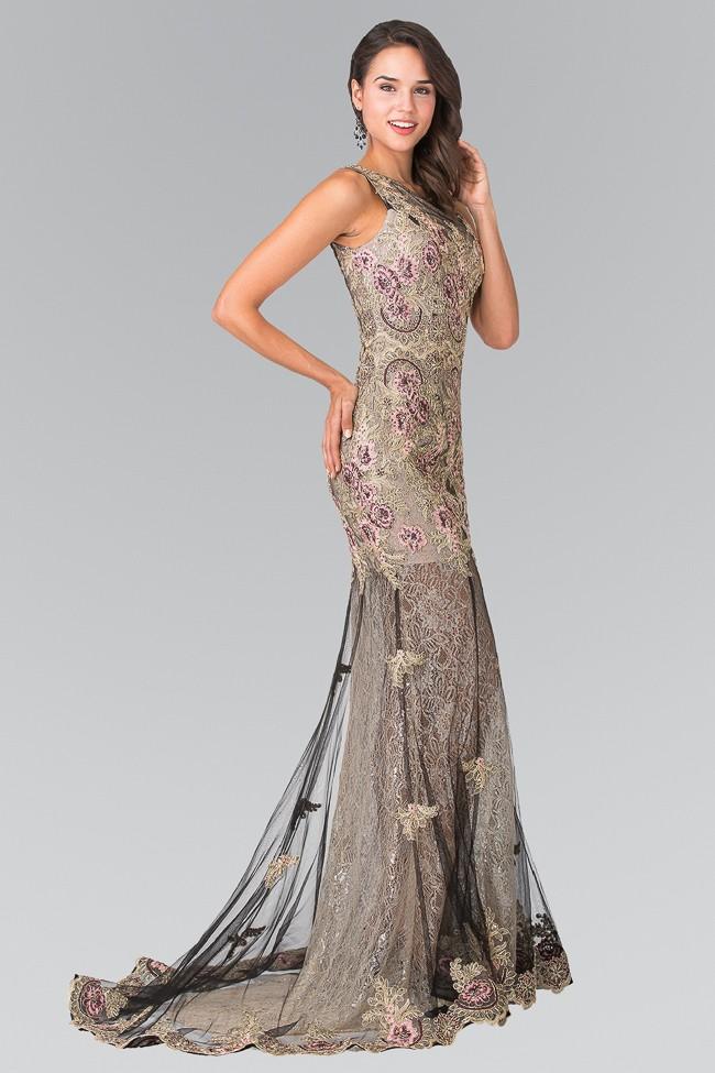 Image of Elizabeth K - GL2269 Embroidered Floral Long Dress
