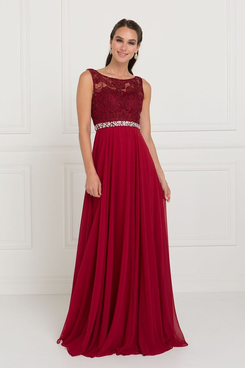 Image of Elizabeth K - GL2420 Jeweled Waist Lace A-Line Gown