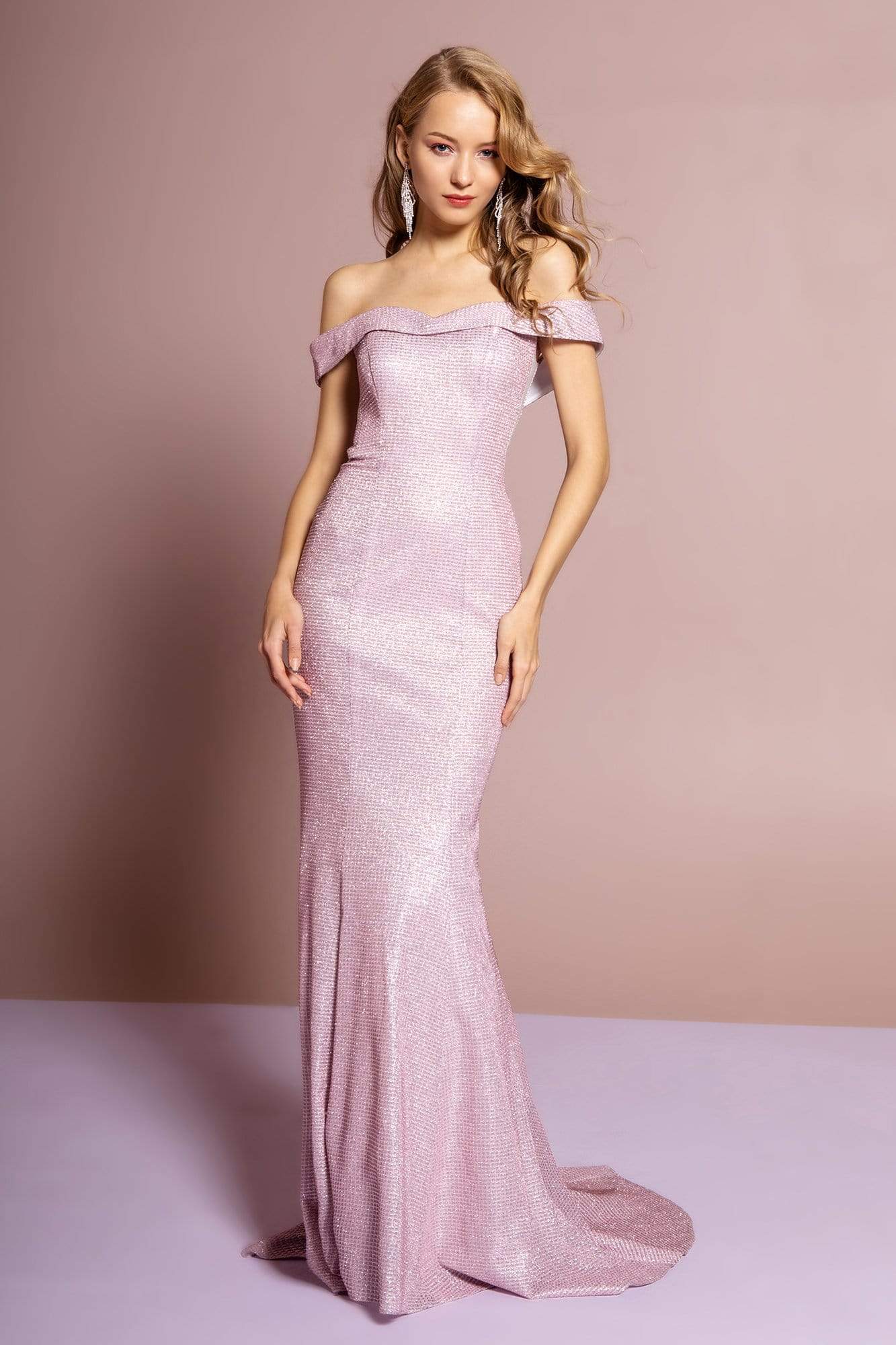 Image of Elizabeth K - GL2562 Glitter Crepe Off-Shoulder Mermaid Dress