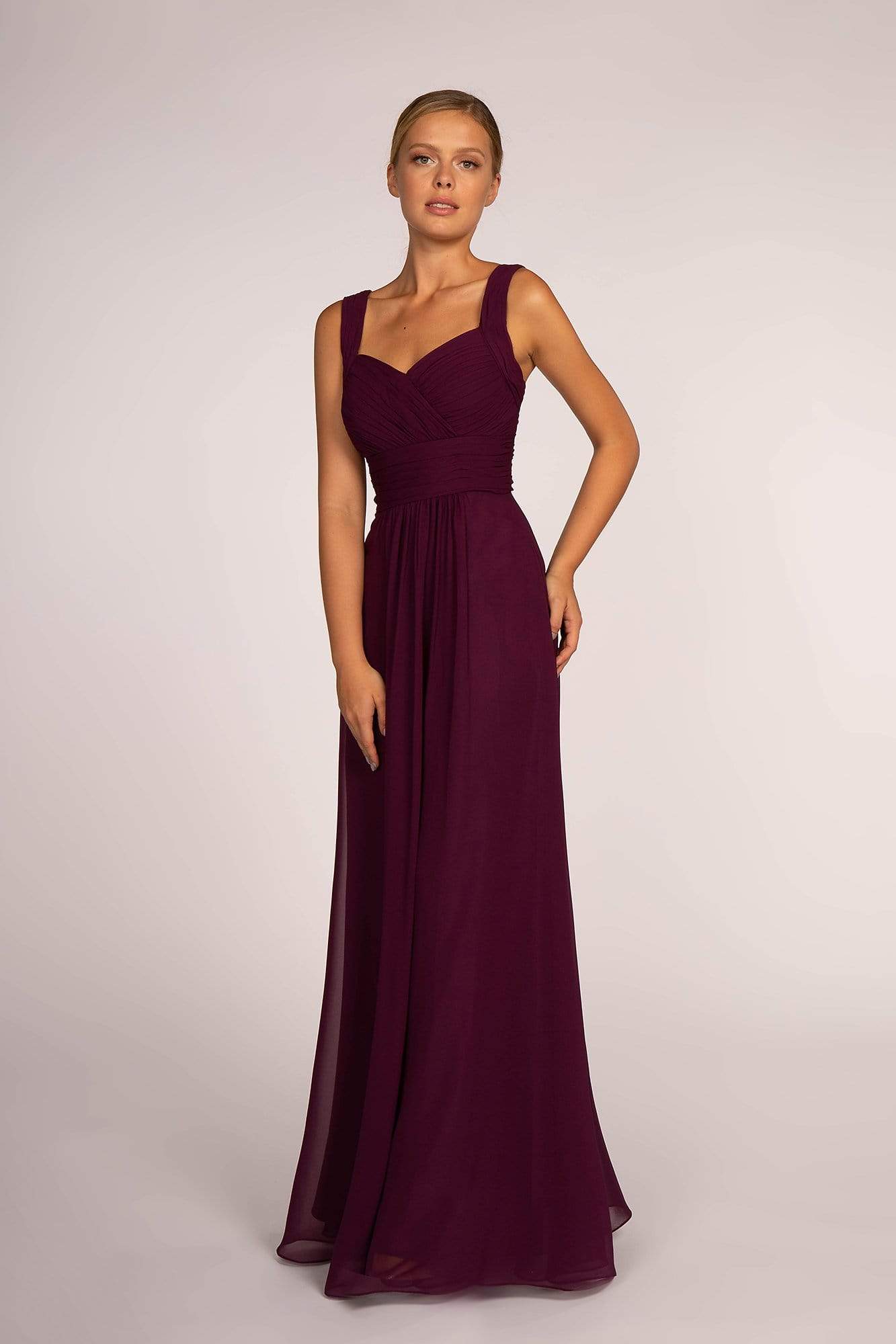 Image of Elizabeth K - GL2608 Sleeveless Ruched-Bodice A-Line Chiffon Gown