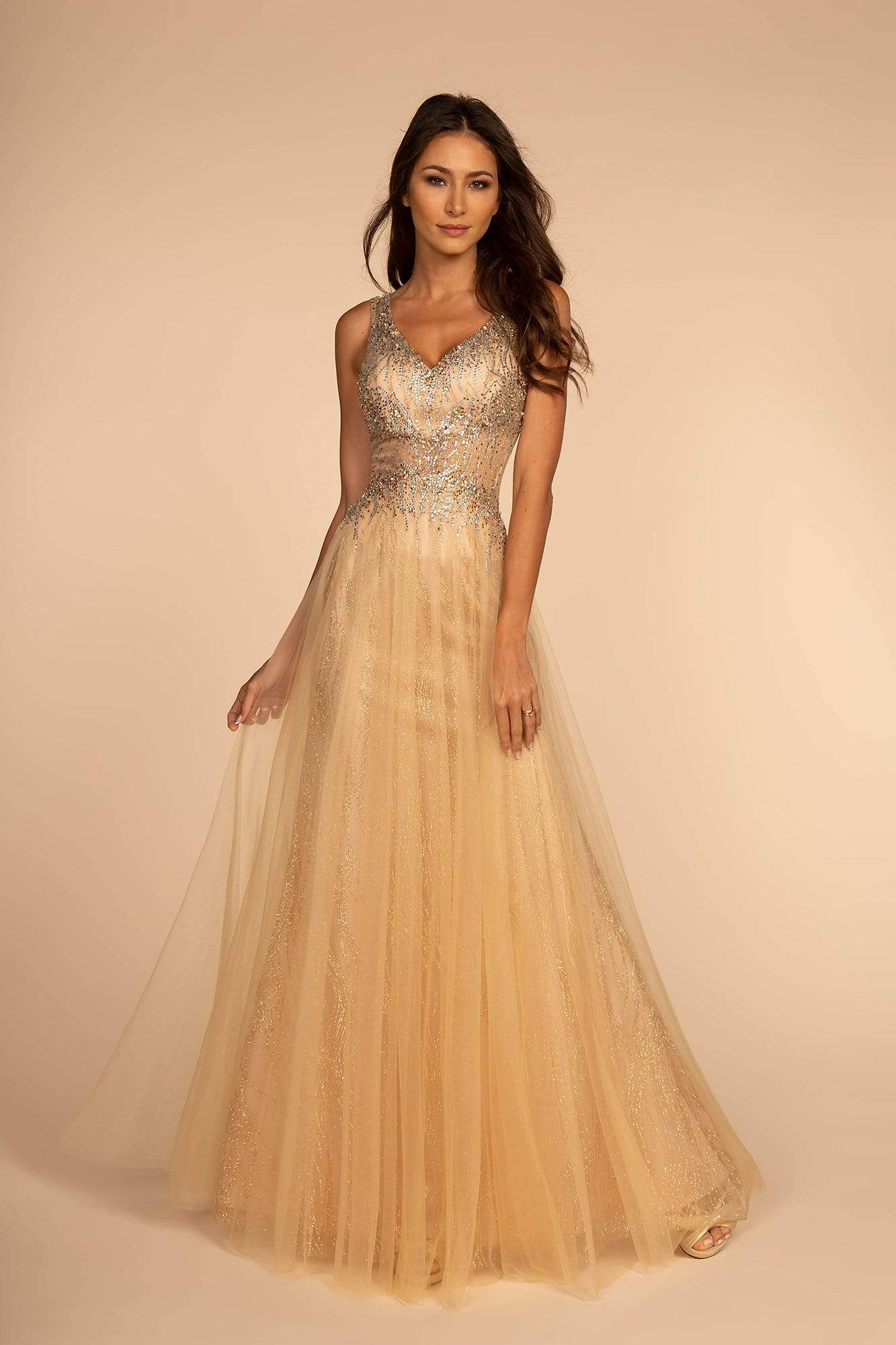 Image of Elizabeth K - GL2618 Beaded Glittery A-Line Dress