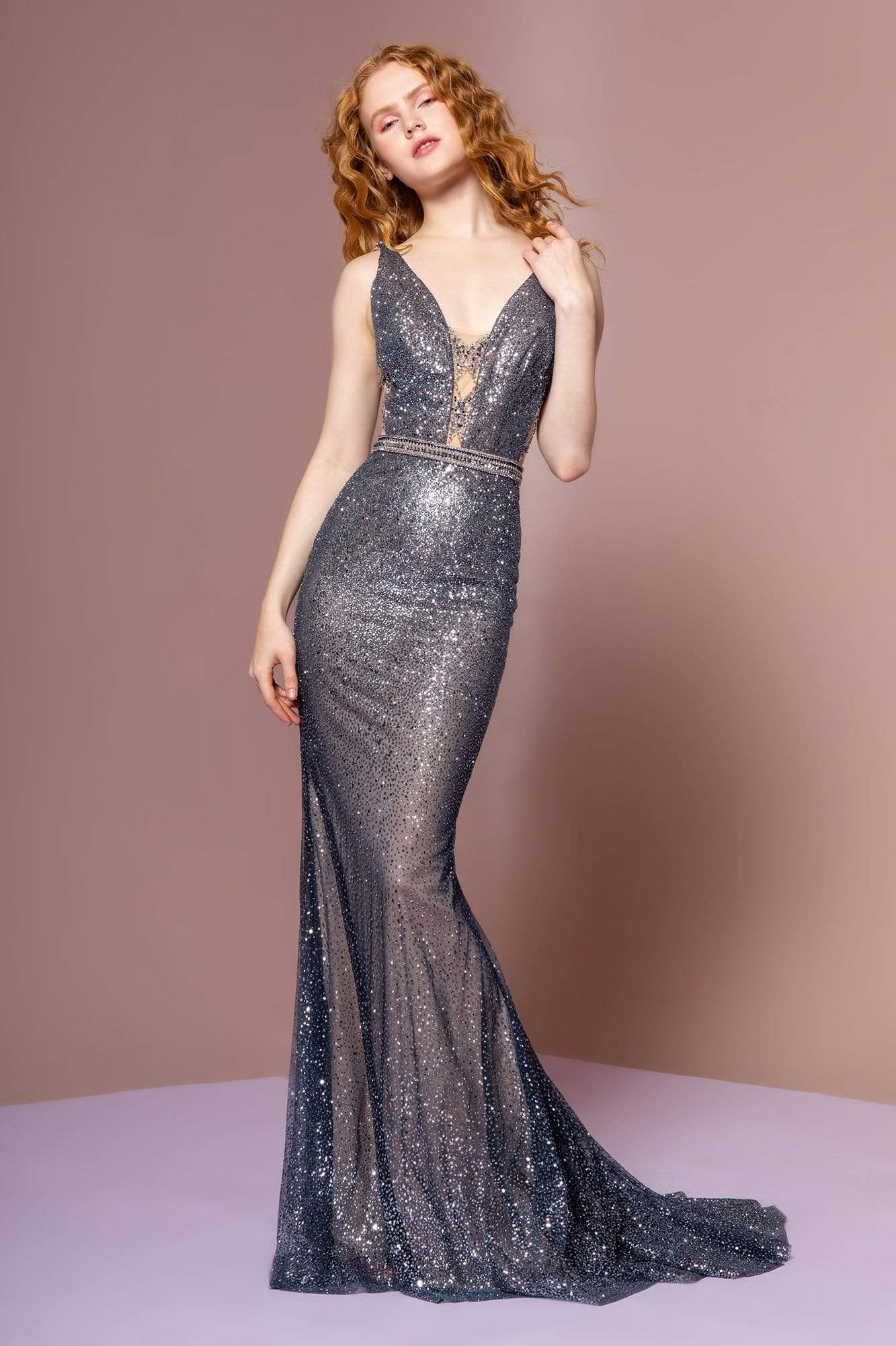 Image of Elizabeth K - GL2678 Embellished Deep V-neck Mermaid Dress