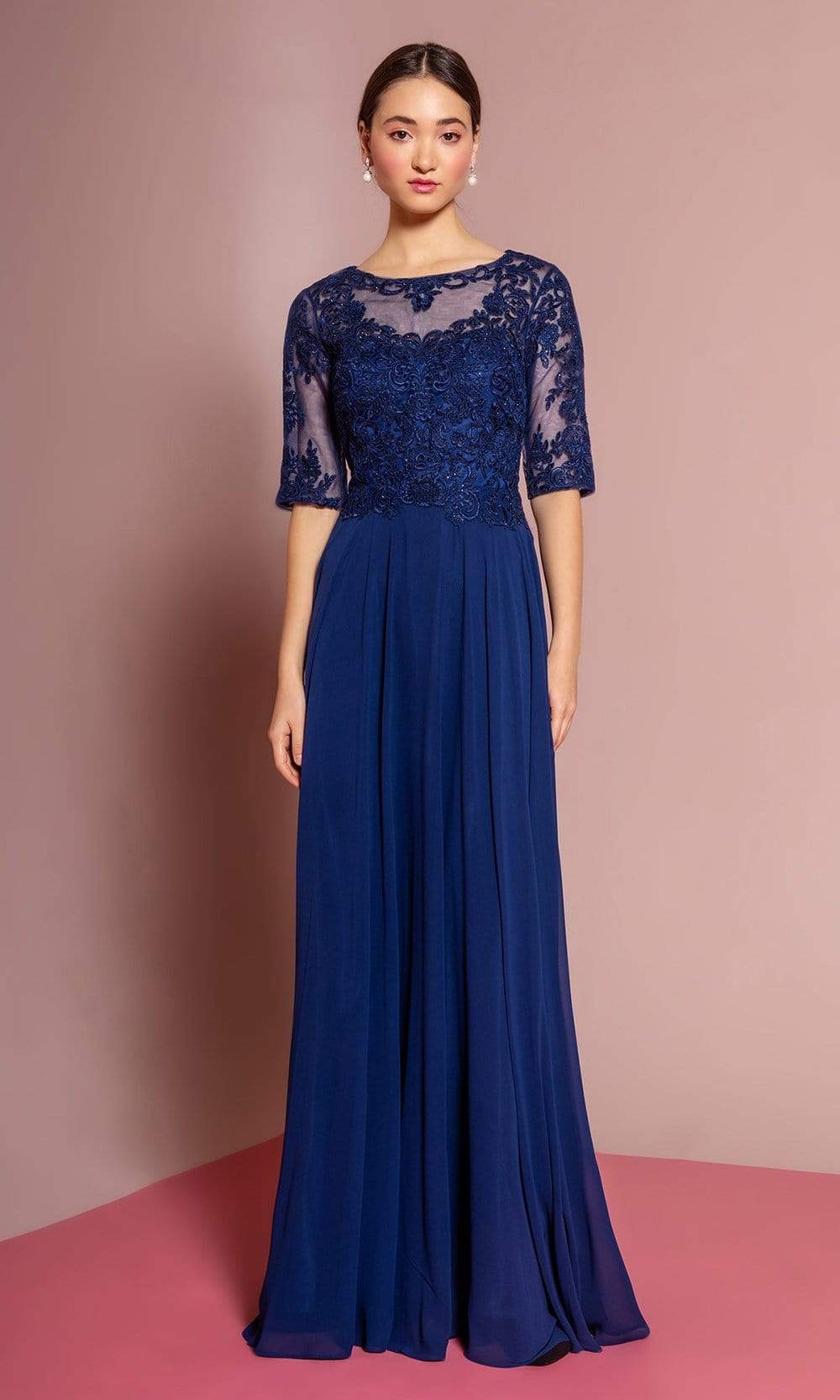 Image of Elizabeth K - GL2681 Half Sleeve Embroidered Illusion Lace Gown