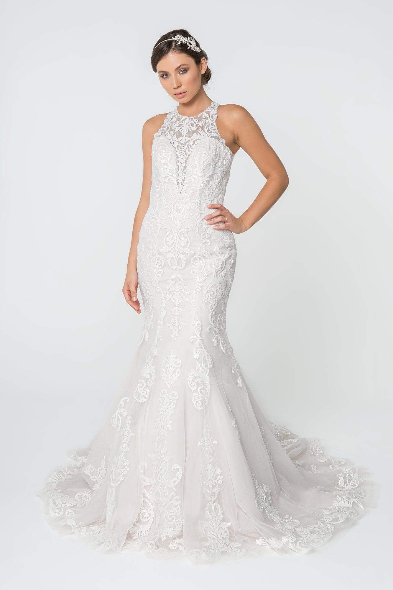 Image of Elizabeth K - GL2818 Embellished Illusion Jewel Trumpet Bridal Dress