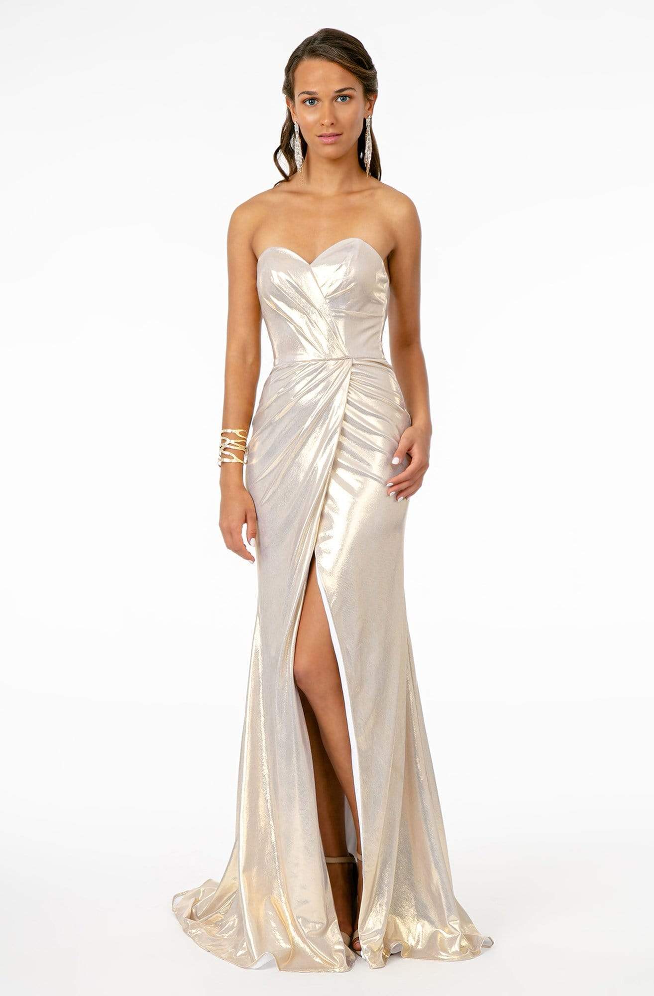 Image of Elizabeth K - GL2894 Strapless Sweetheart High Slit Fitted Satin Gown
