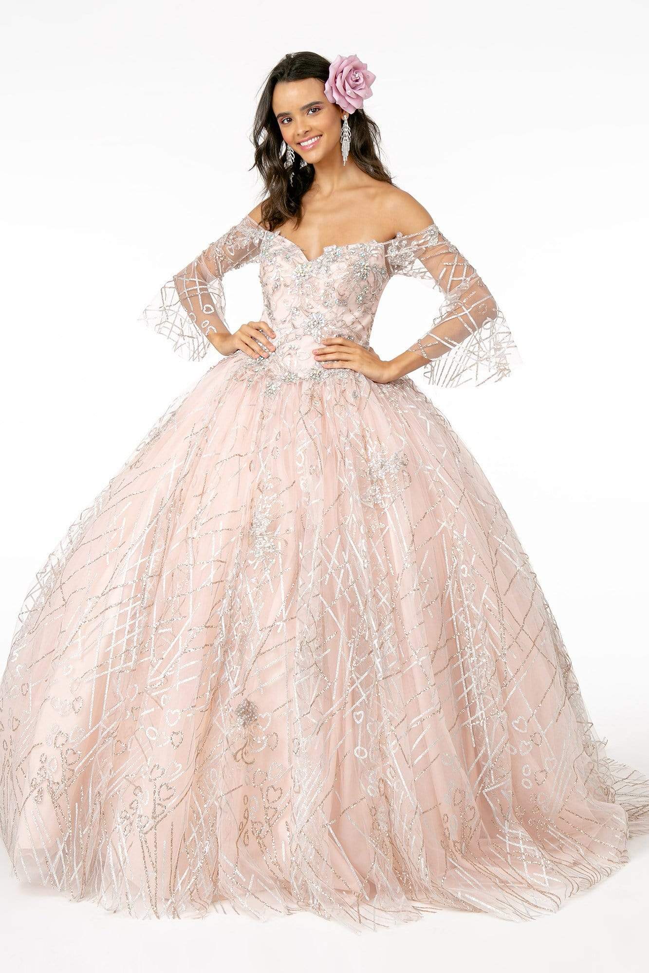 Image of Elizabeth K - GL2911 Glitter Off-Shoulder Ballgown