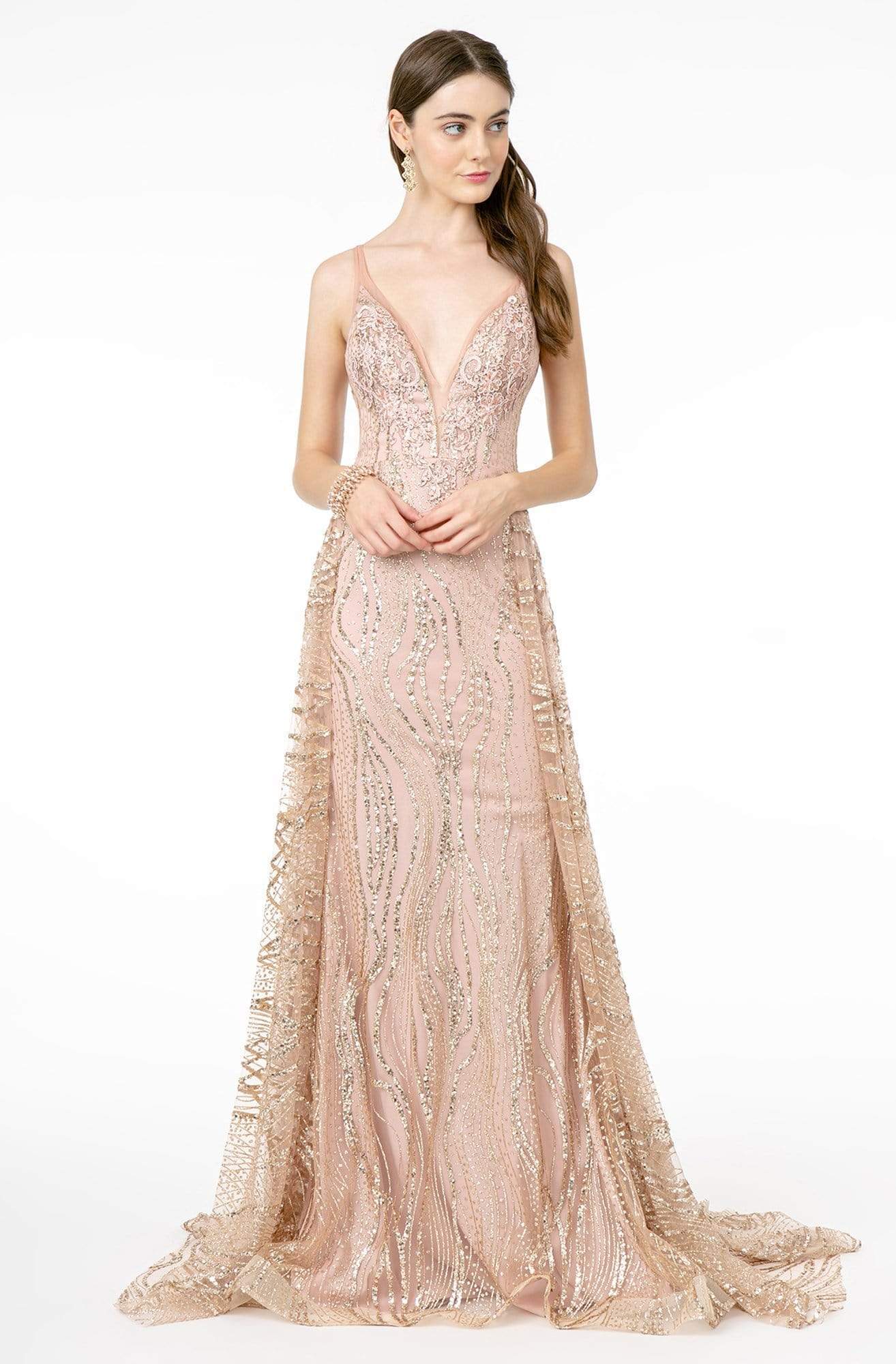 Image of Elizabeth K - GL2955 Sequined Deep V-Neck A-Line Gown