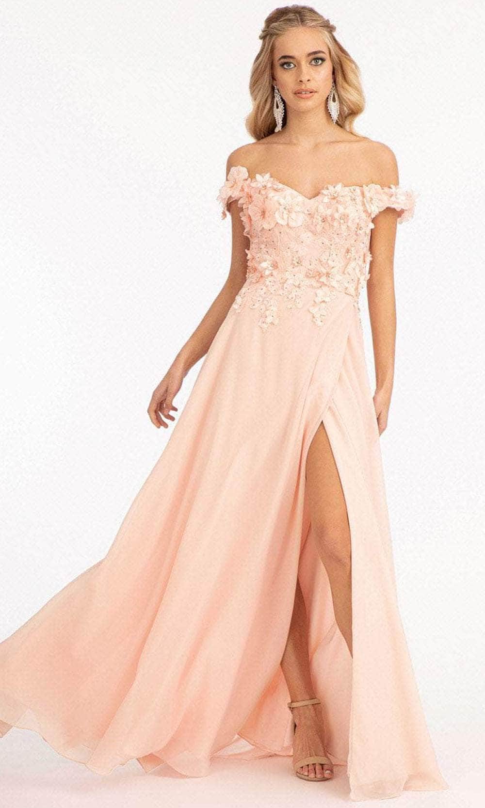 Image of Elizabeth K GL3018 - Floral Embellished A-Line Evening Dress
