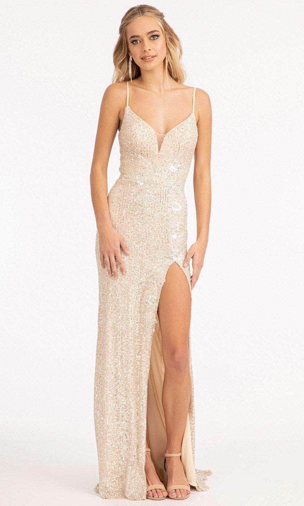 Image of Elizabeth K GL3023 - Sequined Cutout Evening Gown