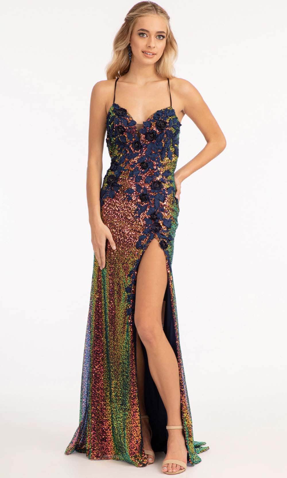 Image of Elizabeth K GL3025 - Sleeveless Deep Sweetheart Neck Evening Dress