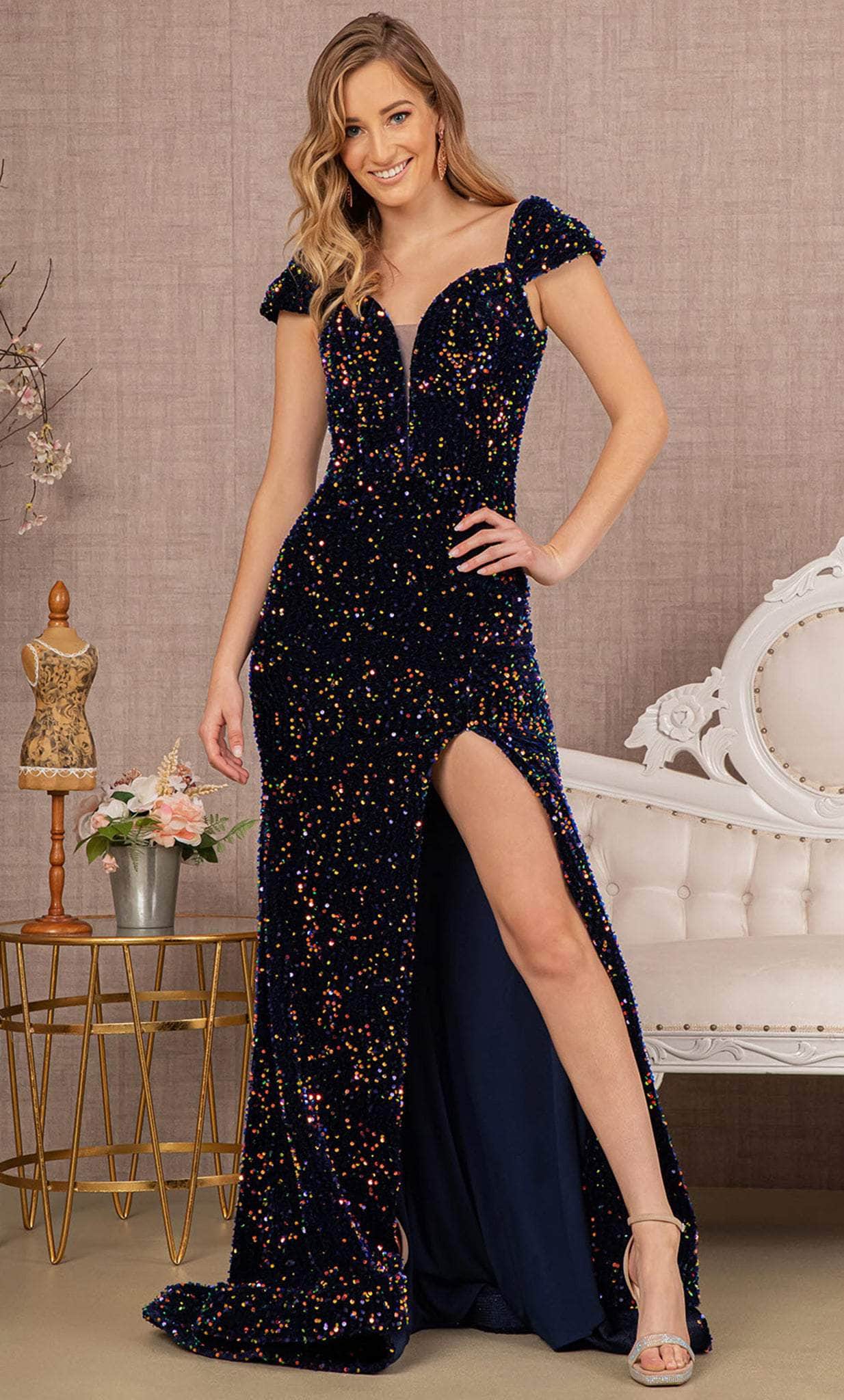 Image of Elizabeth K GL3148 - Off-Shoulder Sweetheart Neck Evening Dress