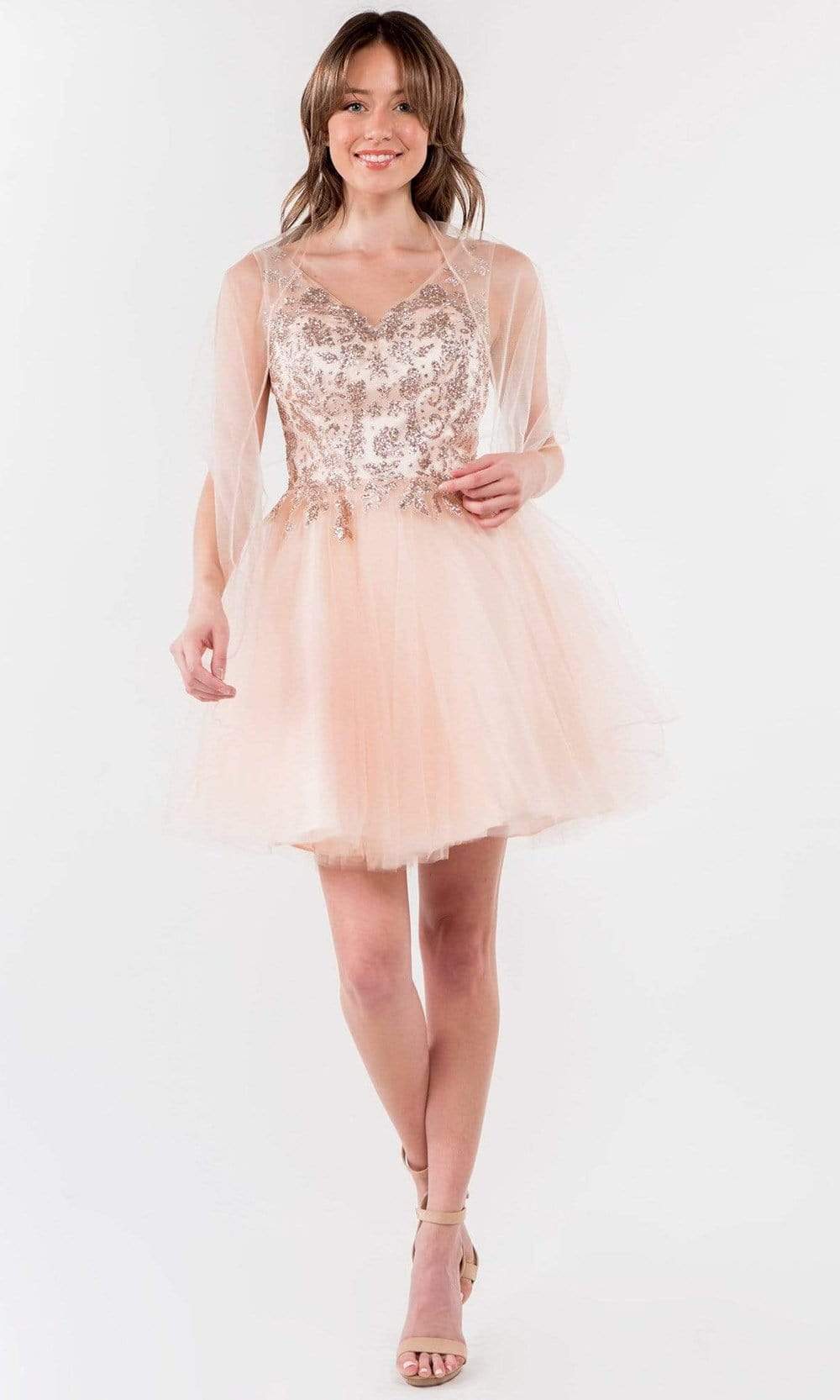 Image of Elizabeth K - GS1968 Glitter Ornate A-Line Short Dress