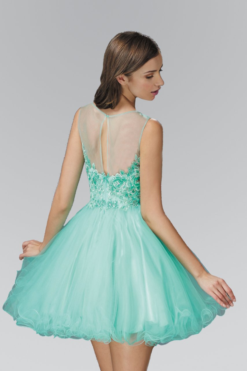 Image of Elizabeth K - GS2122 Beaded Floral Applique Tulle Dress