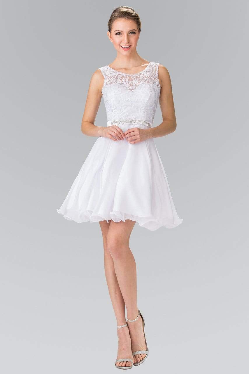 Image of Elizabeth K - GS2314 Sleeveless Lace Bodice A-Line Short Dress