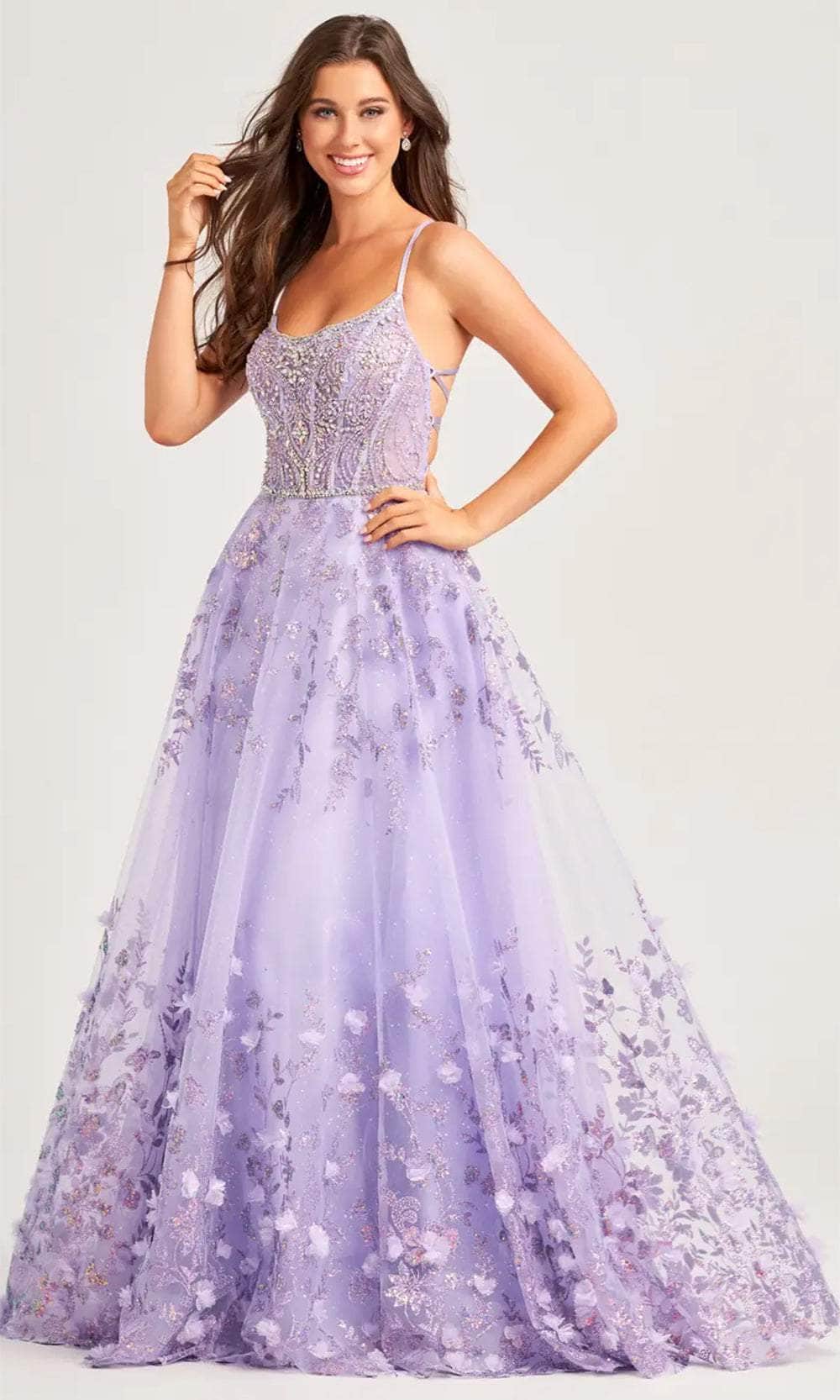 Image of Ellie Wilde EW35240 - Scoop Neck Lace-Up Back Prom Gown