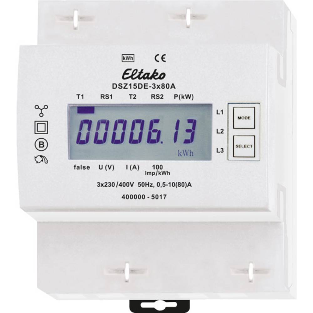 Image of Eltako DSZ15DE-3x80A Electricity meter (3-phase) Digital 80 A 1 pc(s)