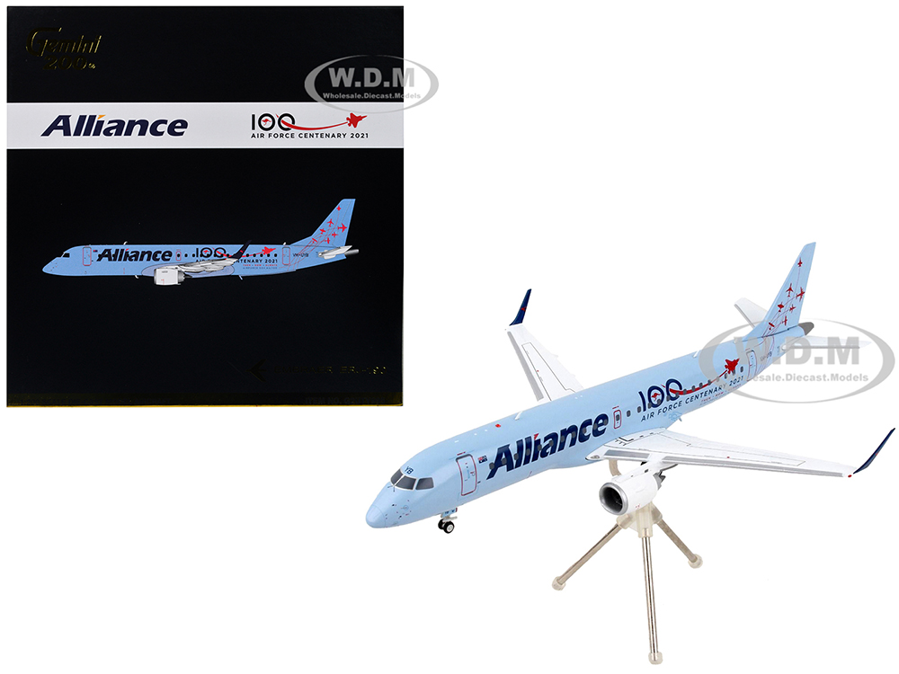 Image of Embraer ERJ-190 Commercial Aircraft "Alliance Airlines - 100th Anniversary Royal Australian Air Force" Blue "Gemini 200" Series 1/200 Diecast Model A