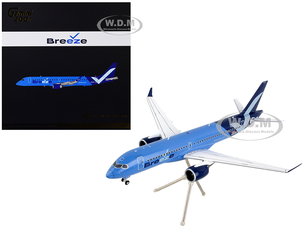 Image of Embraer ERJ-195 Commercial Aircraft "Breeze Airways" Blue "Gemini 200" Series 1/200 Diecast Model Airplane by GeminiJets