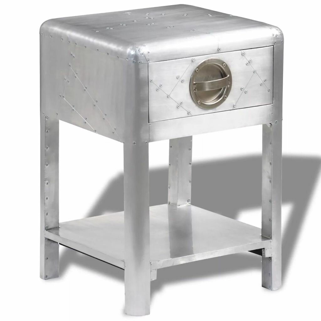 Image of End Table with 1 Drawer Vintage Aircraft Airman Style