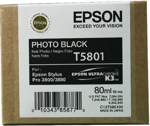 Image of Epson T5801 foto czarny (photo black) tusz oryginalna PL ID 13900