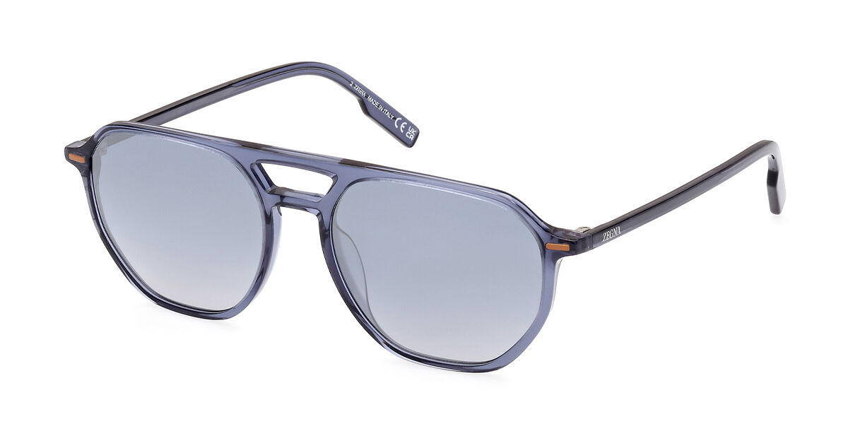 Image of Ermenegildo Zegna EZ0212 90W 55 Lunettes De Soleil Homme Bleues FR