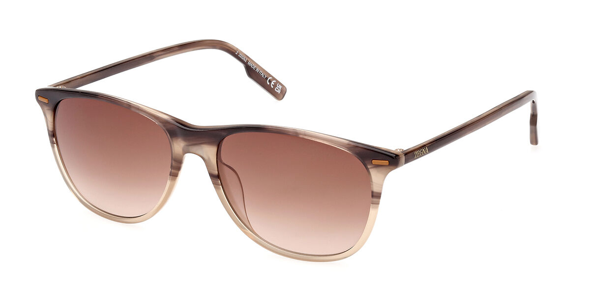 Image of Ermenegildo Zegna EZ0217 48F 55 Lunettes De Soleil Homme Marrons FR