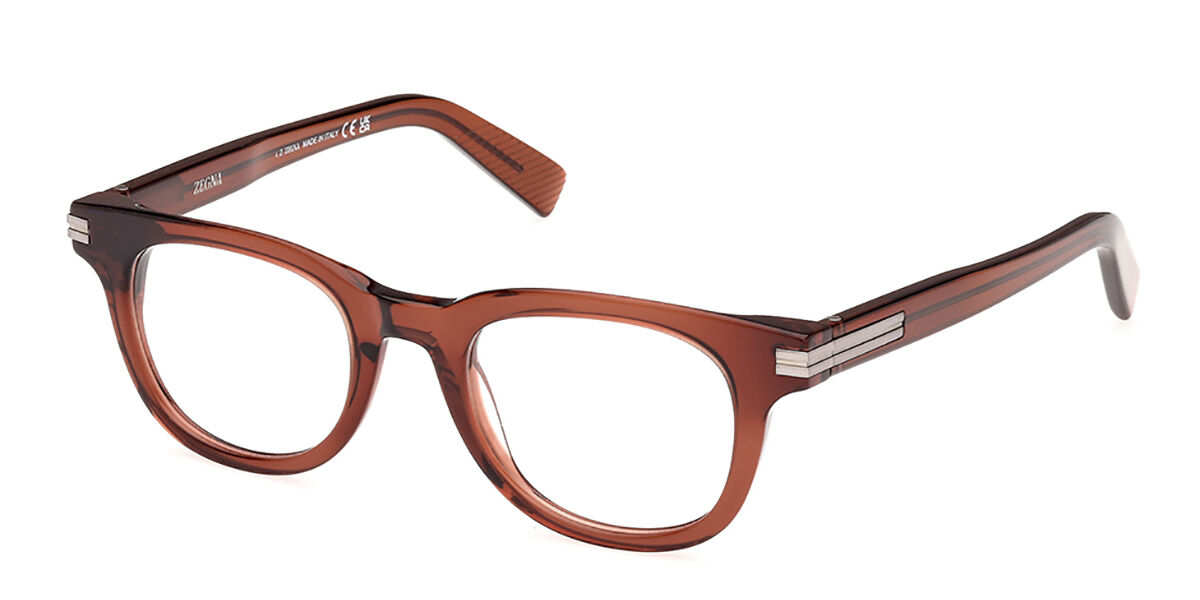 Image of Ermenegildo Zegna EZ5279 045 48 Brązowe Męskie Okulary Korekcyjne PL