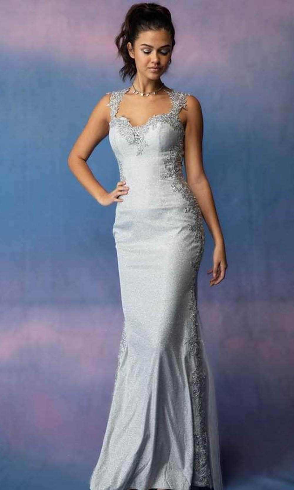 Image of Eureka Fashion 9006 - Embroidered Sweetheart Neck Evening Gown