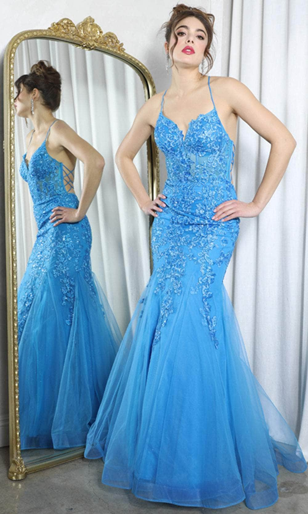 Image of Eureka Fashion 9696 - Floral Sequin Mermaid Prom Gown