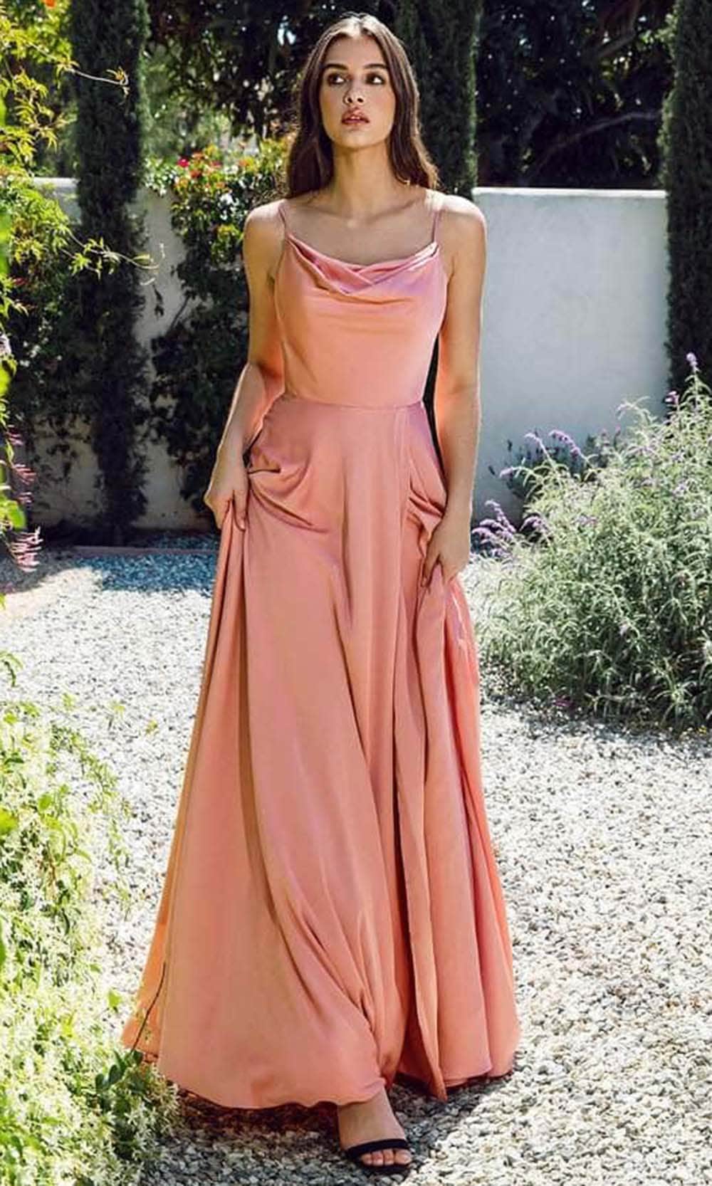 Image of Eureka Fashion 9916 - Seamed Sleeveless Cowl Neck Long Gown