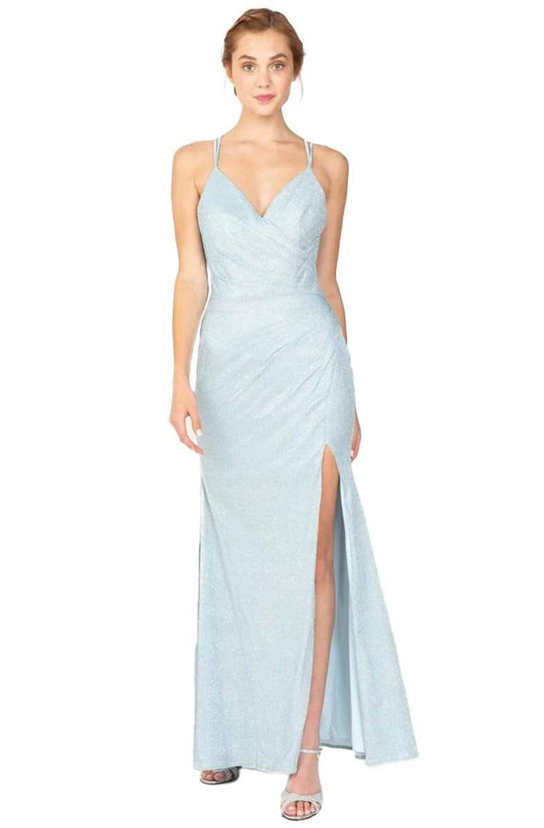 Image of Eureka Fashion - Glitter Jersey V-neck Sheath Dress