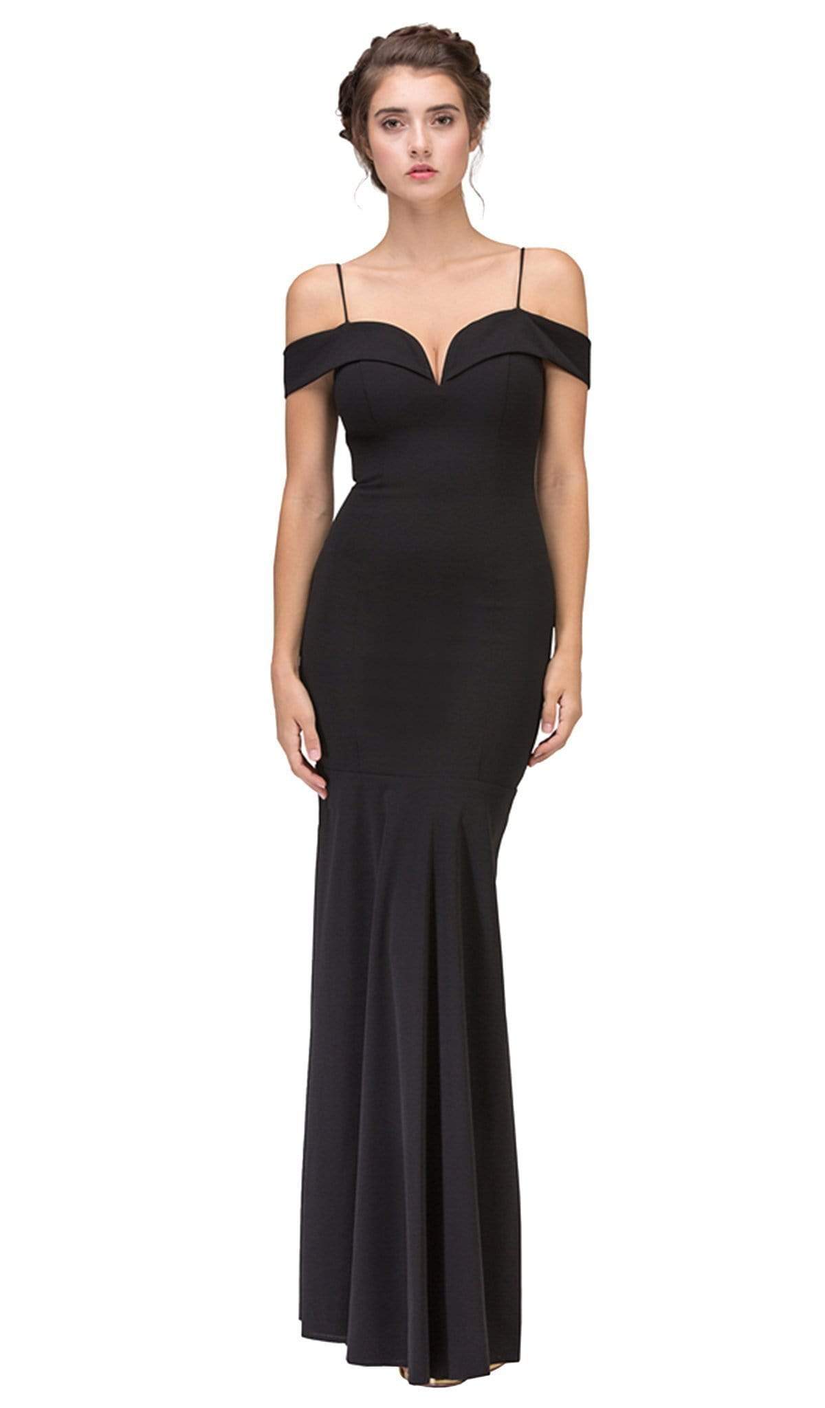 Image of Eureka Fashion - Off-Shoulder Notched Foldover Sheath Evening Gown