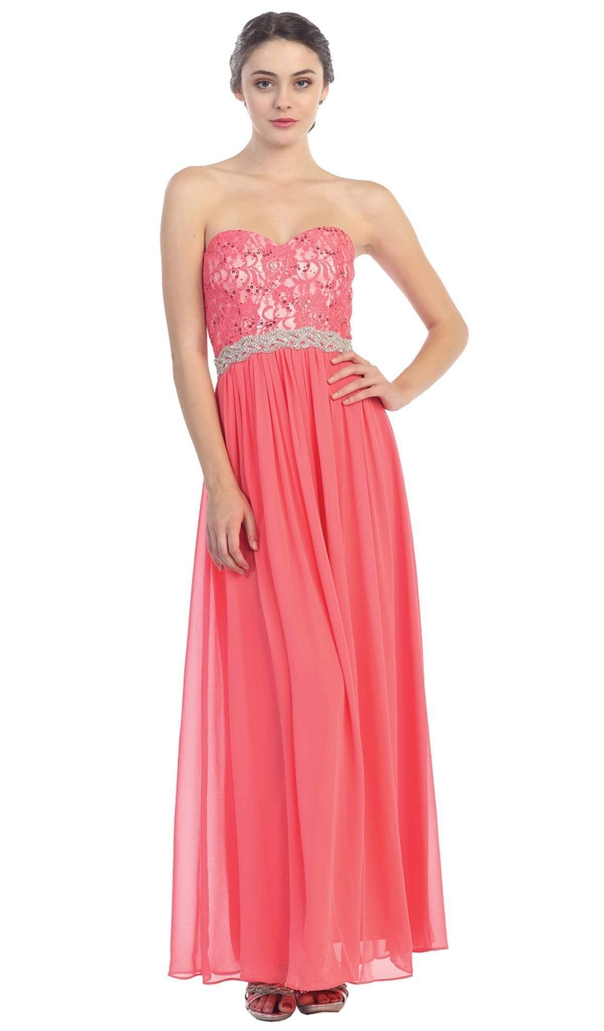 Image of Eureka Fashion - Strapless Sequined Lace Bodice A-Line Gown