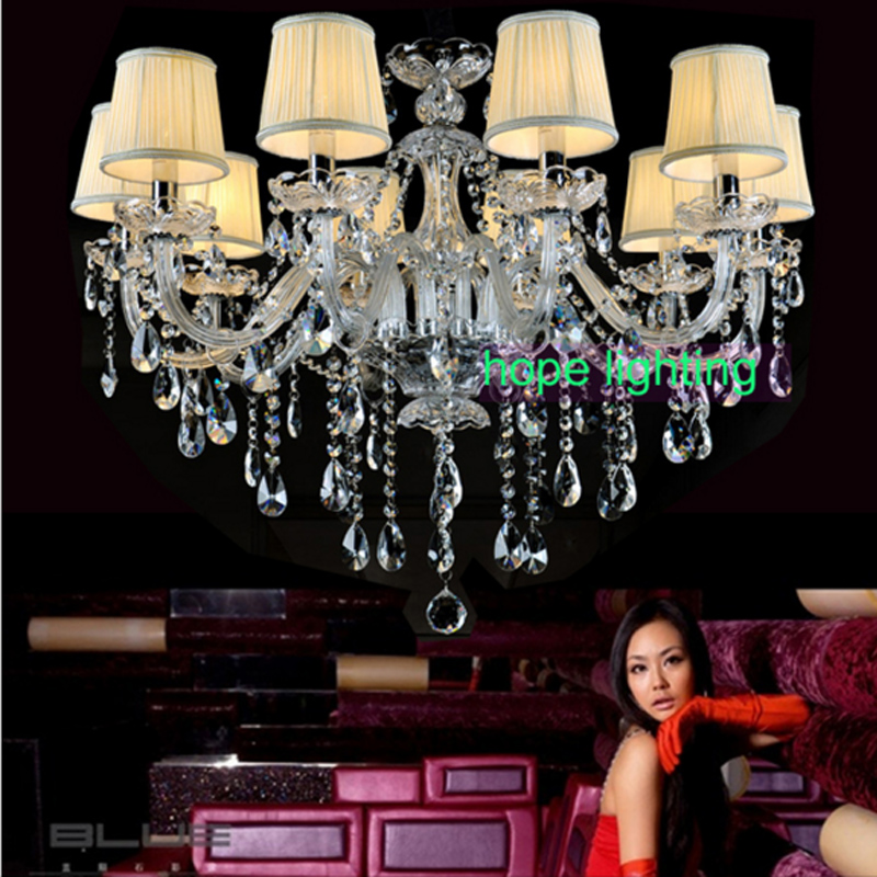 Image of European Crystal Chandelier Lamps fashionable led chandeliers living room lighting with lampshade modern chandelier for bedroom