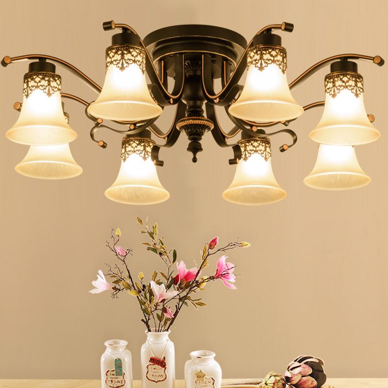 Image of European style living room lamp iron American office ceiling light fixtures modern household Hotel dining room master bedroom lamps and lanterns
