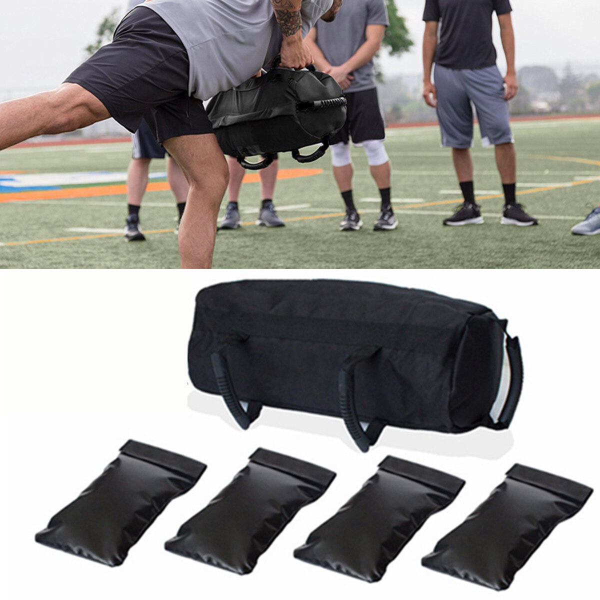 Image of Exercise Sandbags Heavy Duty Sand-Bag Strength Training Fitness Sand Bags Max Load 15kg