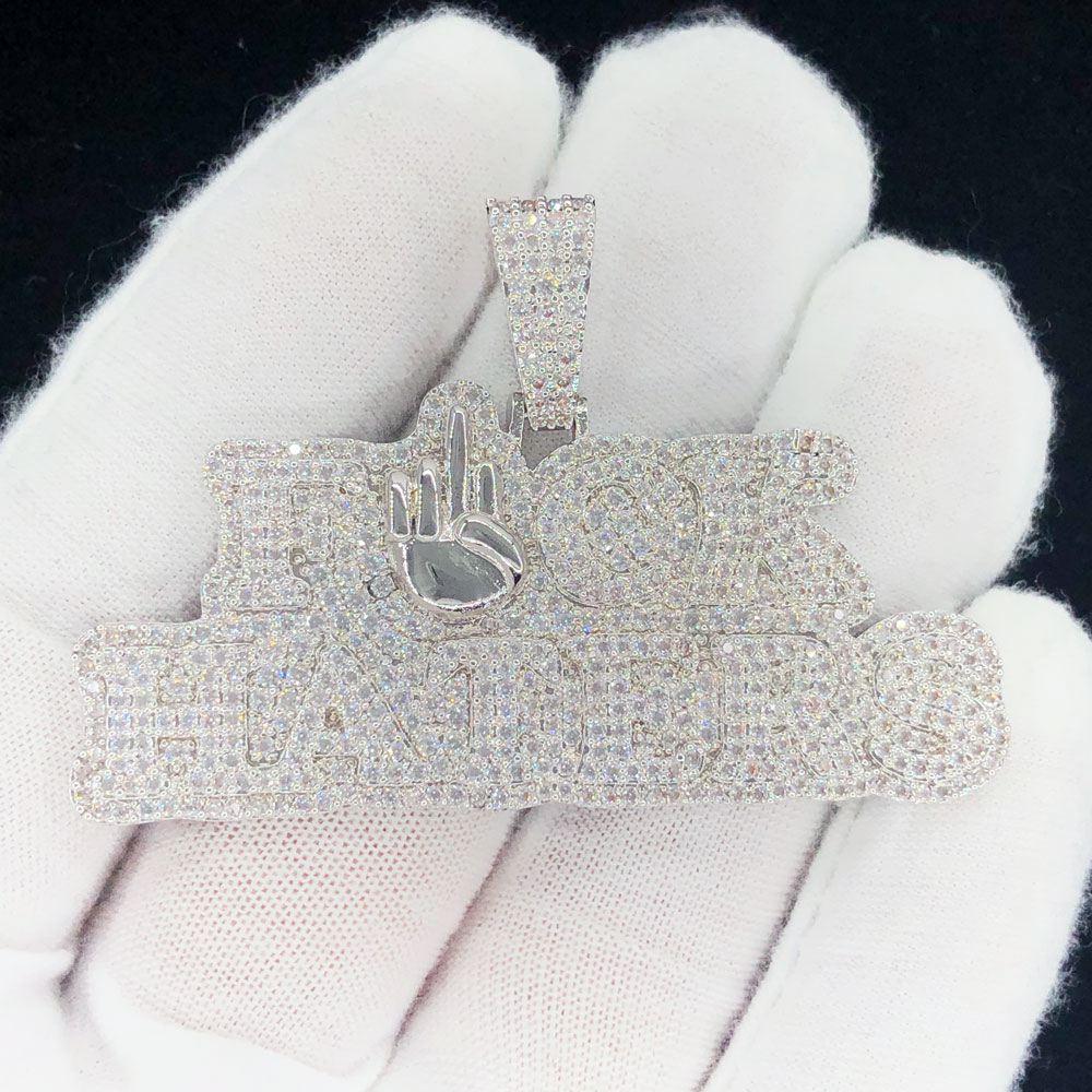 Image of F Haters Middle Finger Iced Out Hip Hop Pendant ID 38005195342017