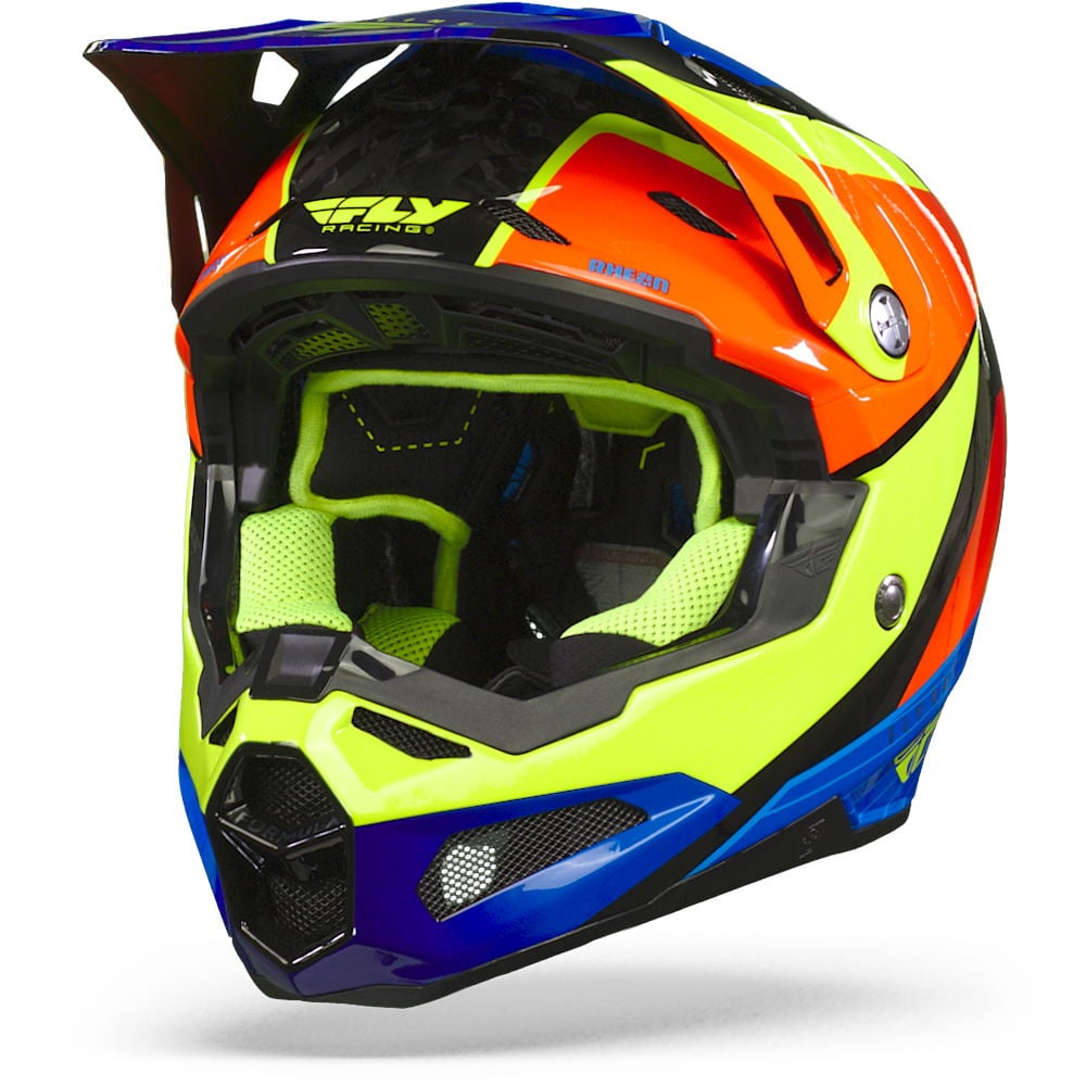 Image of FLY Racing Formula Carbon Prime Hi-Vis Blue Red Offroad Helmet Size XS EN