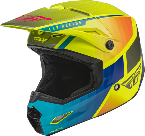 Image of FLY Racing Kinetic Drift Bleu Hi-Vis Charcoal Casque Cross Taille 2XL