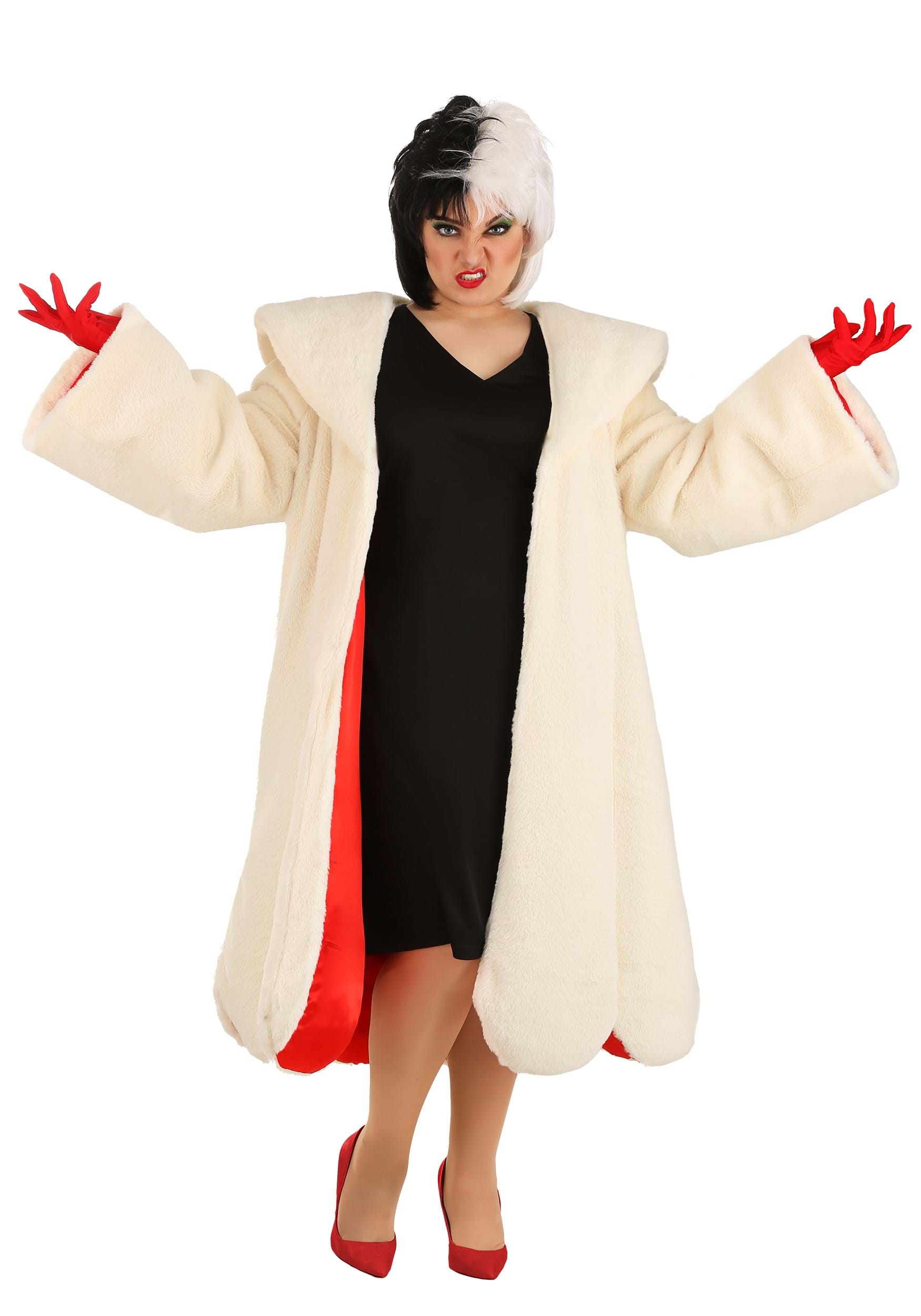 Image of FUN Costumes Women's Deluxe Cruella De Vil Coat Plus Size Costume