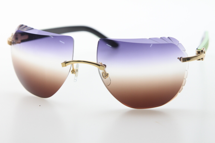 Image of Factory Wholesale Sunglasses 8200763 Black Mix Green Plank Glasses design eyeglasses Hot Rimless Sunglasses New Shield Optical Unisex Fashio
