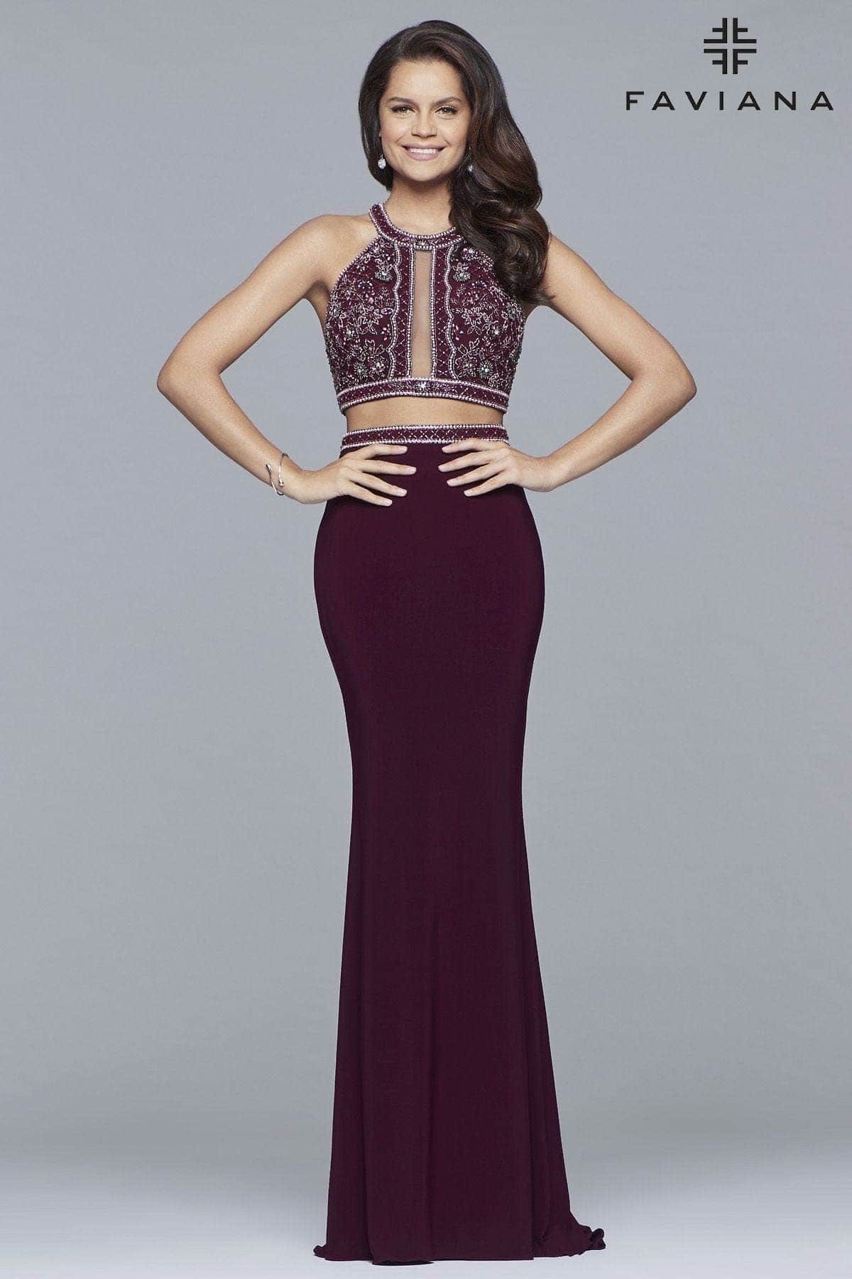 Image of Faviana - 10019 Beaded Top Two-Piece Evening Gown