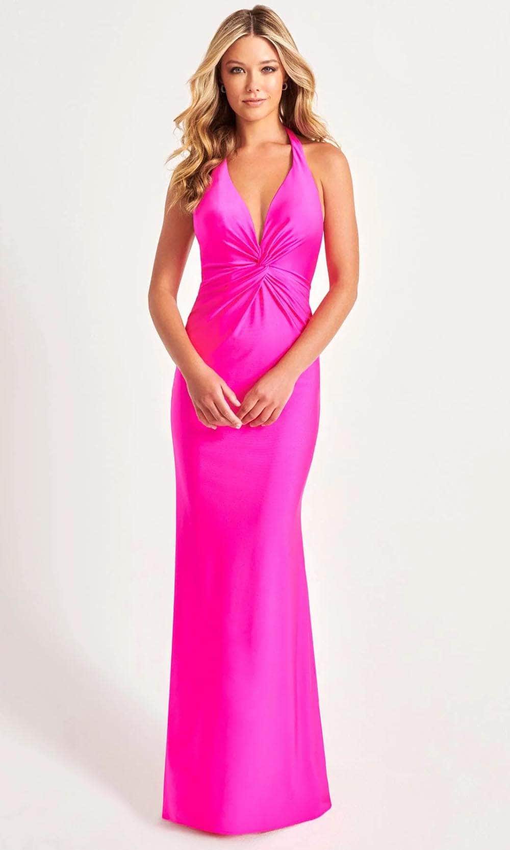 Image of Faviana 11014 - Plunging Halter Knotted Prom Gown